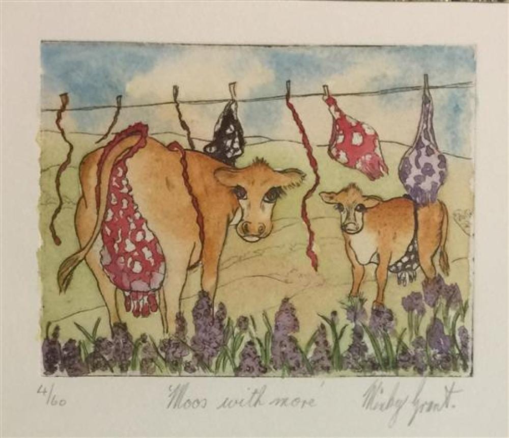 Minky Grant comparable auction result: minky grant 20th century moos with more handcoloured etching ed 4 60