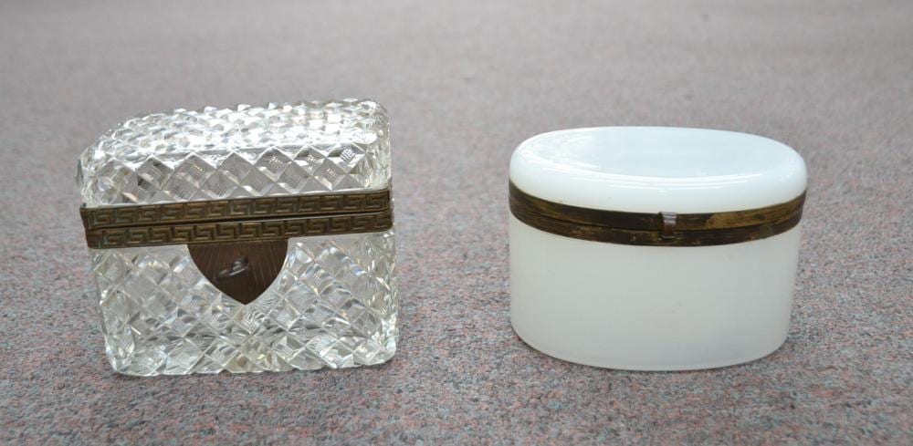 ANTIQUE CUT GLASS BOX & OPALINE GLASS BOX sold by Echoes Antiques & Auction Gallery, lot 392 — auction record photograph