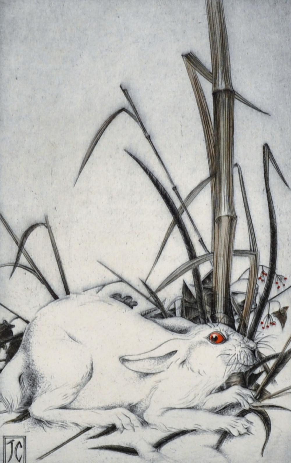Jack Coutu comparable auction result: raymond john coutu 1924 2017 british winter hare etching signed and dated 83 and inscribed a p v 6 75 x 4 5