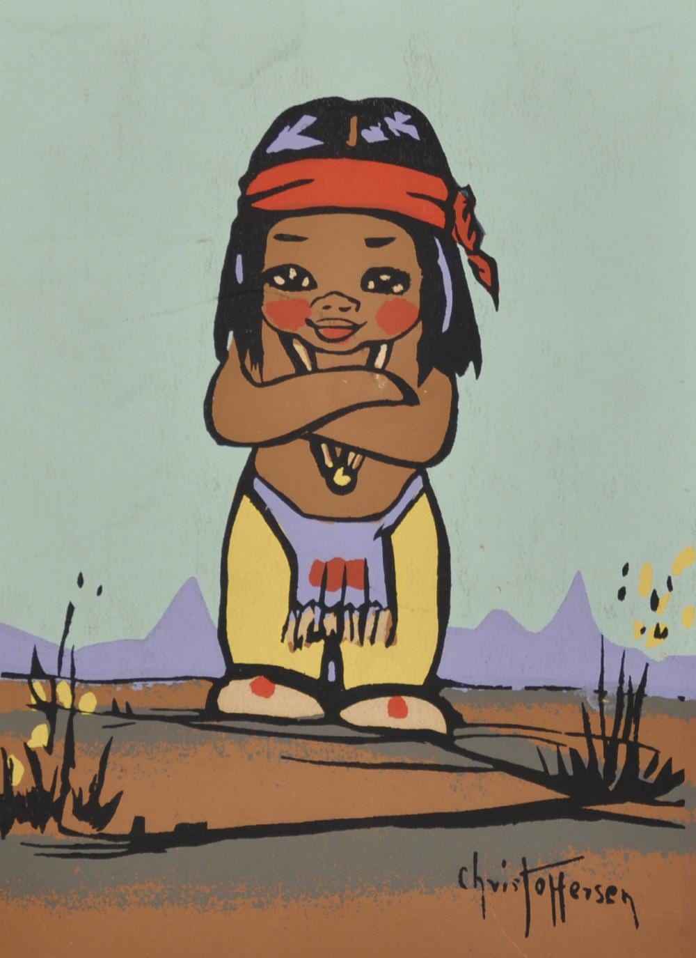 Gerda Christoffersen comparable auction result: gerda christoffersen 1917 2012 danish canadian apache little oodee print inscribed on the reverse unframed 7 75 x 5 75
