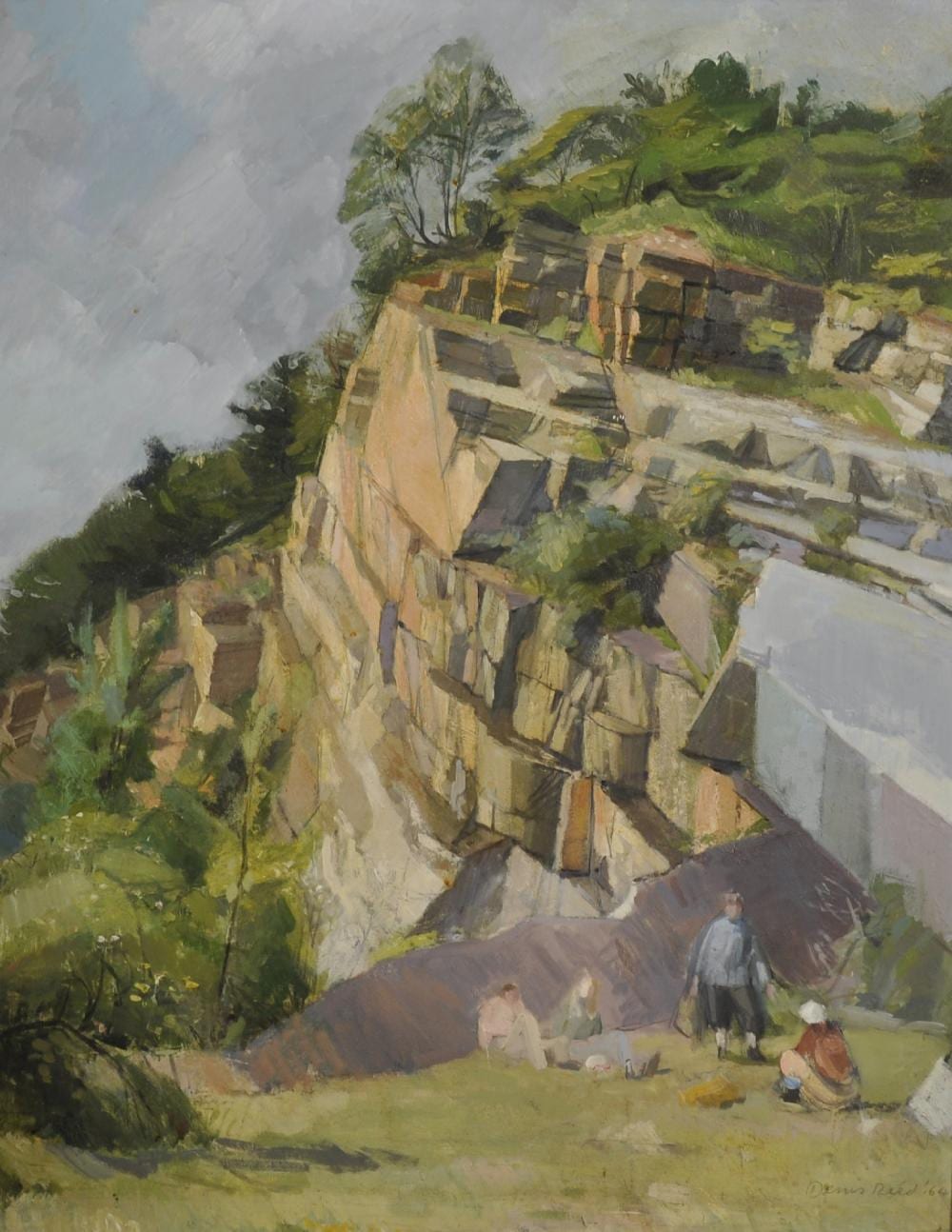 Denis William Reed comparable auction result: denis william reed 1917 1979 british st vincent s rock clifton figures on a rocky hillside oil on board signed and dated 64 and inscribed and dated 1964
