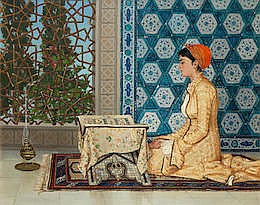 Osman Hamdi Bey (Turkish, 1842-1910) Young Woman Reading comparable sale