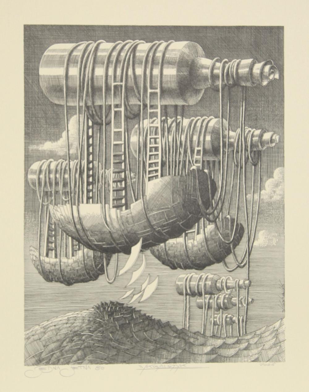 Wojtek Kowalczyk comparable auction result: wojtek kowalczyk message in a bottle lithograph
