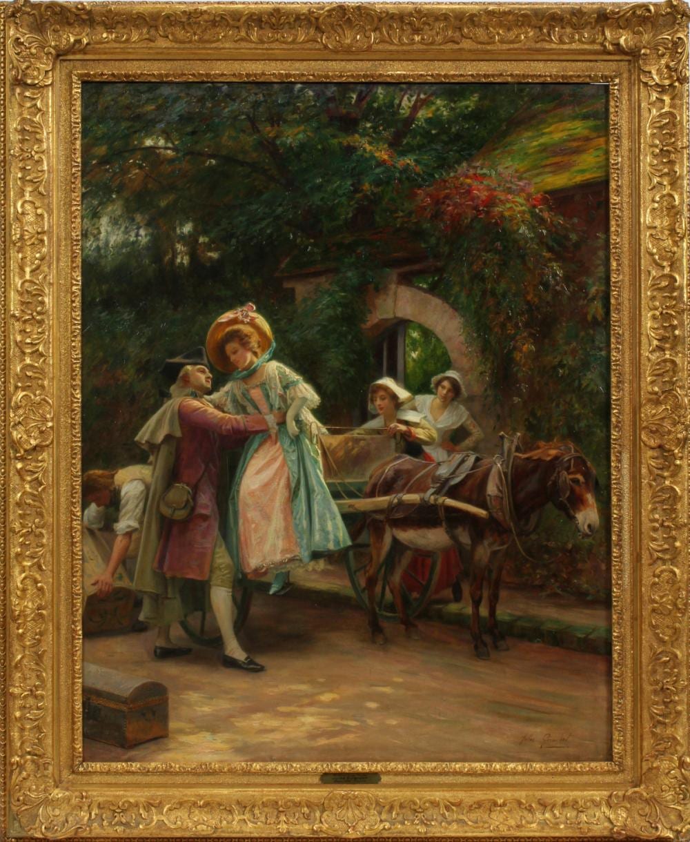 Jules Girardet comparable auction result: jules girardet oil on canvas romantic arrival