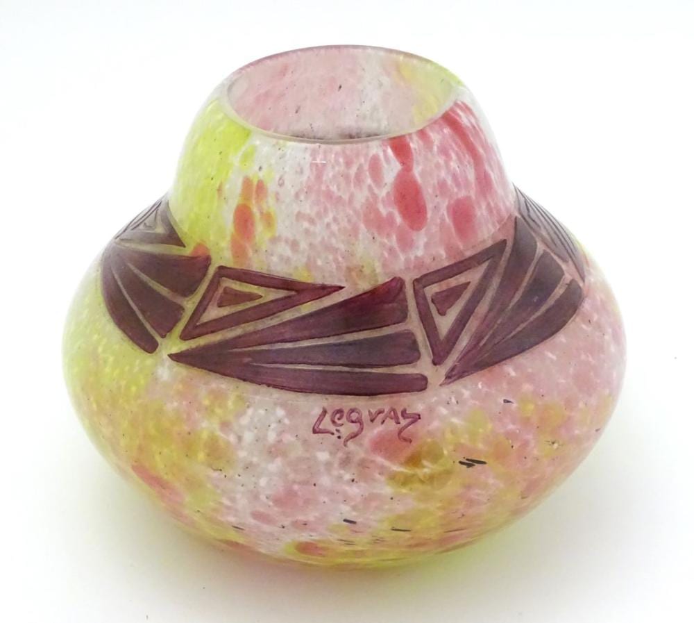 Auguste Legras comparable auction result: auguste legras glass an art deco signed shaped va
