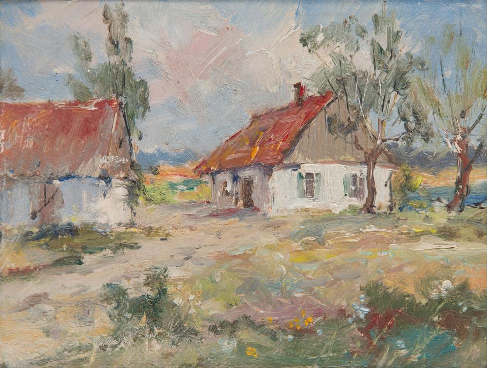 Eugeniusz Dzierzencki comparable auction result: eugeniusz dzierzencki 1905 1990 landscape with houses circa 1976