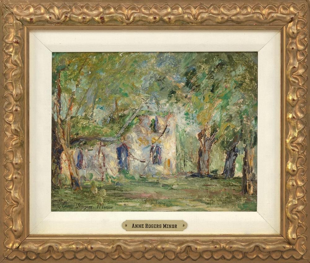 Anne Rogers Minor comparable auction result: anne rogers minor connecticut 1864 1947 house in the trees oil on academy board 8 x 10 framed 12 x 14 25