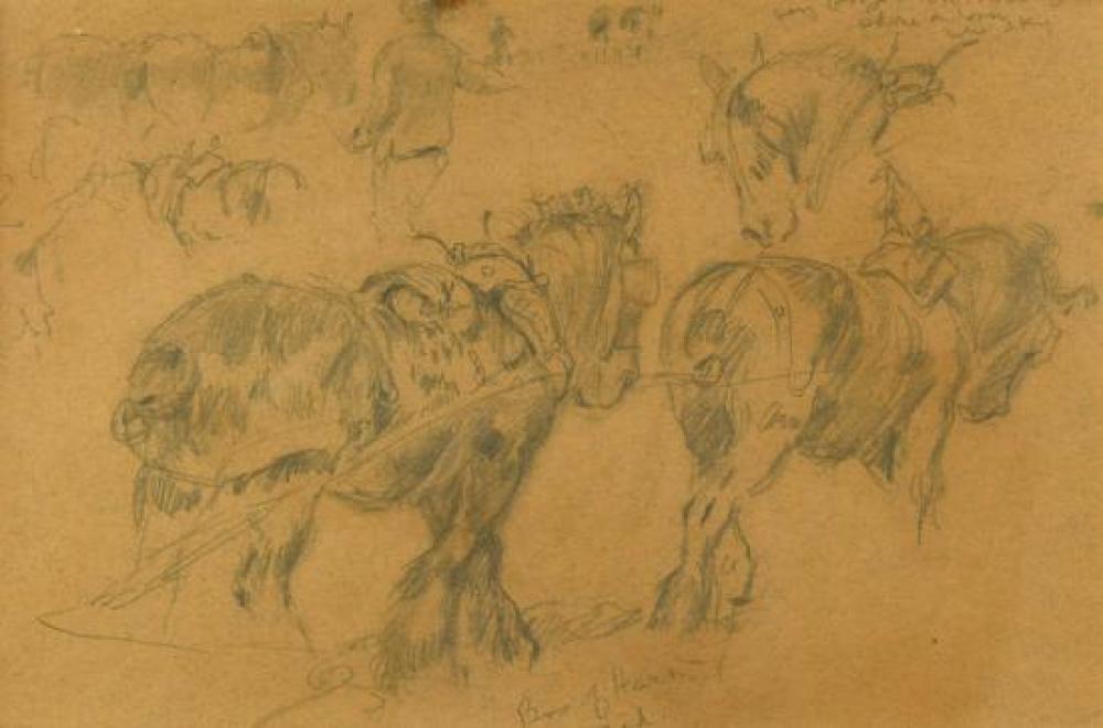 sidney paul goodwin british 1867 1944 study of heavy horses pencil · Cheffins · 2019-09-11 Sydney Goodwin comparable auction result: sidney paul goodwin british 1867 1944 study of heavy horses pencil