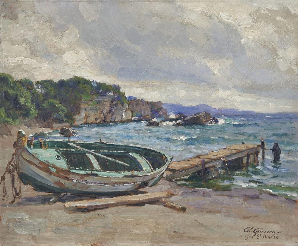 Adolphe Louis Gaussen comparable auction result: adolphe gaussen 1871 1954 barque sur le rivage huile sur panneau sign