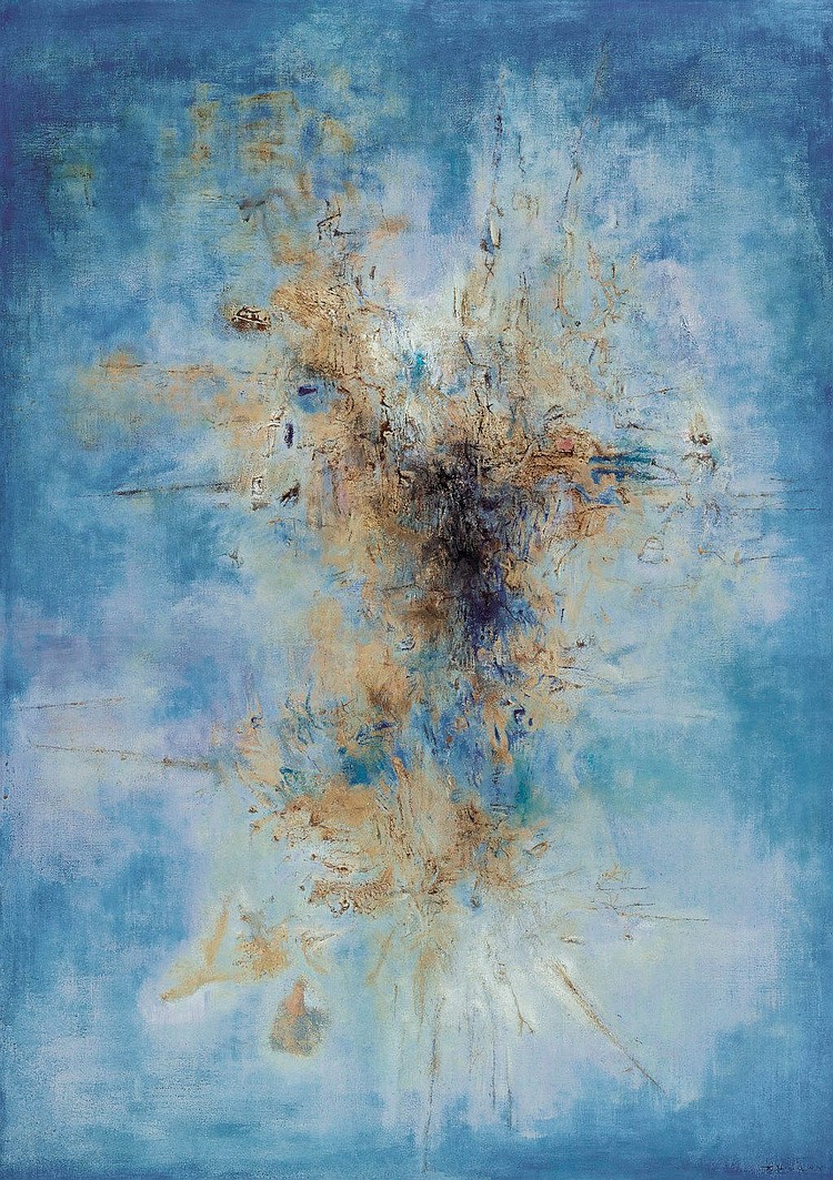 Zao Wou-Ki (FRANCE/CHINA, 1920-2013) Voie Lactée - 09.11.1956 oil on canvas 162.2 x 114 cm (63 7/8 x 47 in.) comparable sale