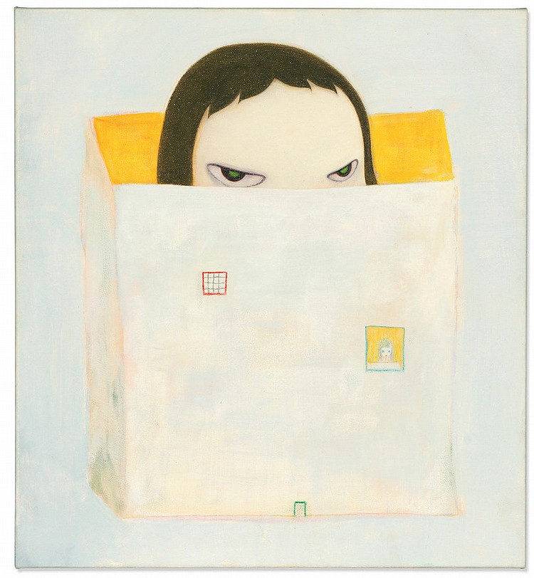 Yoshitomo Nara (JAPAN, B. 1959) & HIROSHI SUGITO (JAPAN, B. 1970) Living in the box acrylic on canvas 70 x 64.3 cm. (27 ½ x 25 3/8 in.) comparable sale