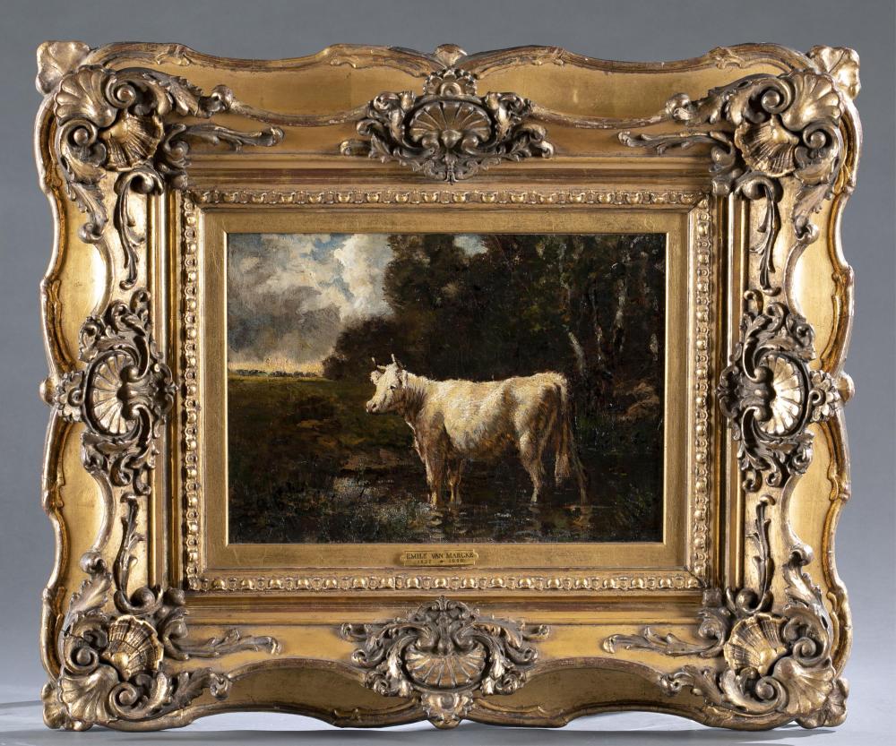 Emile van Marcke comparable auction result: emile van marcke white heifer c 1870 o c