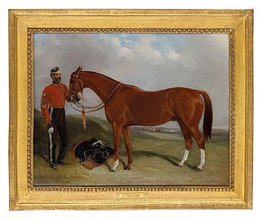 John Duvall comparable auction result: john duvall 1816 1892 a troop sergeant major with his charger oil on canvas 14 1 8 x 18 in 35 8 x 45 8 cm