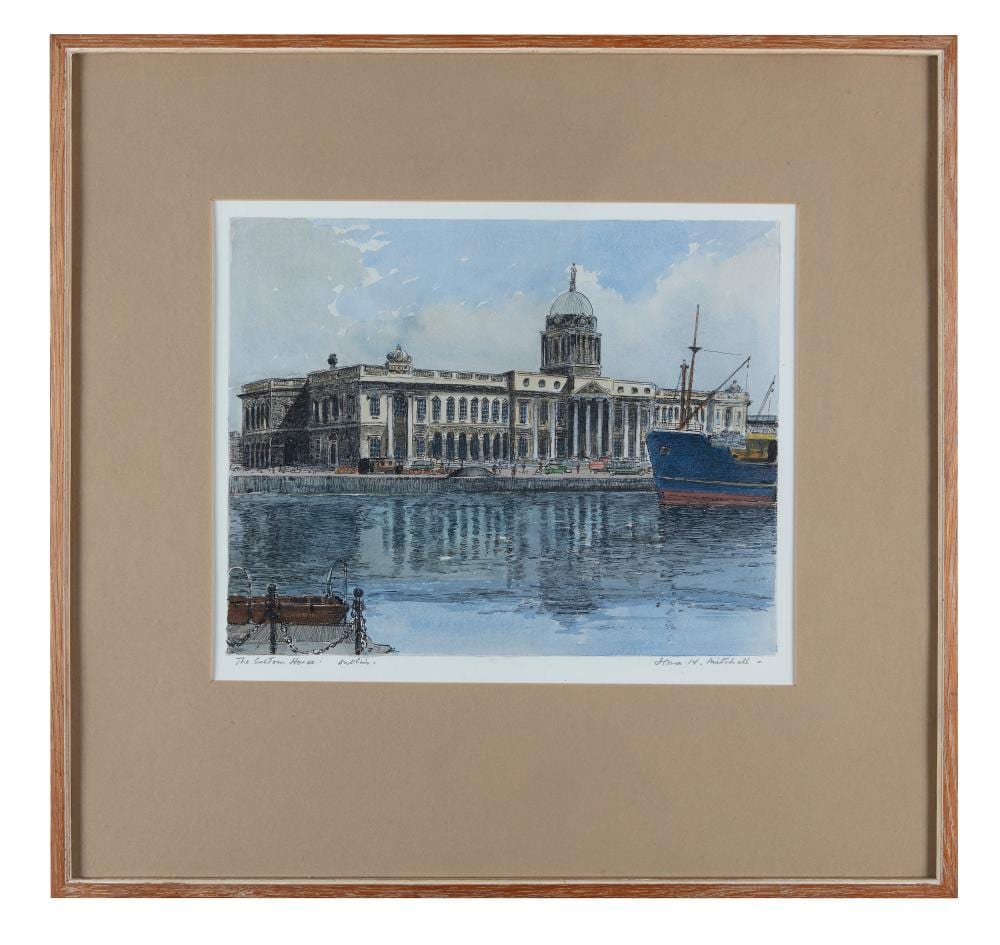 Flora Mitchell comparable auction result: flora mitchell 1890 1973 the custom s house dublinpen ink and watercolour 26 x 33cm 10 x 13 signed and inscribed