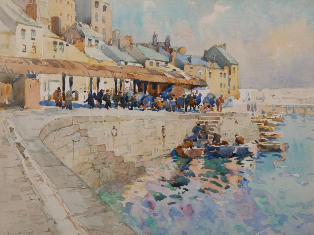 Harry Wanless comparable auction result: harry wanless 1873 1934 busy harbour scene signed lower left watercolo