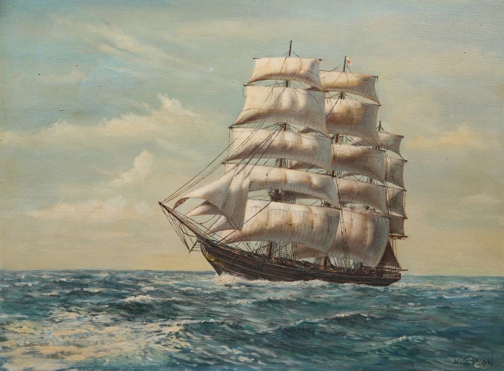 Kenneth Jepson comparable auction result: kenneth jepson 1932 1998 clipper ship in open sea signed lower right o