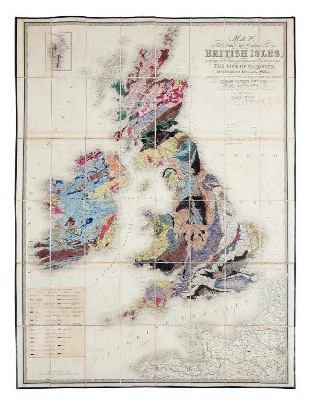 James Wyld comparable auction result: james wyld map of the superficial geology of british isles 1843