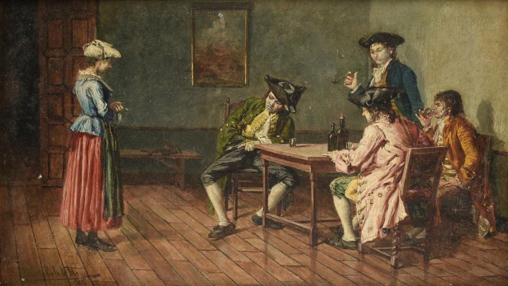 jos de cala y moya spanish 1850 1891 a painting hombres tomando vino men drinking wine 1881 · Simpson Galleries, LLC · 2019-09-21 José de Cala y Moya comparable auction result: jos de cala y moya spanish 1850 1891 a painting hombres tomando vino men drinking wine 1881