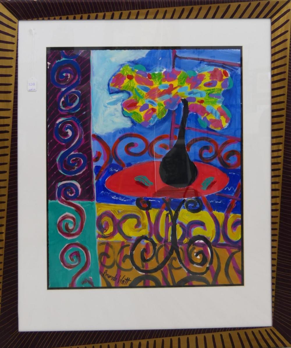 Amanda Watt comparable auction result: amanda watt irish b1960 floral vase acrylic