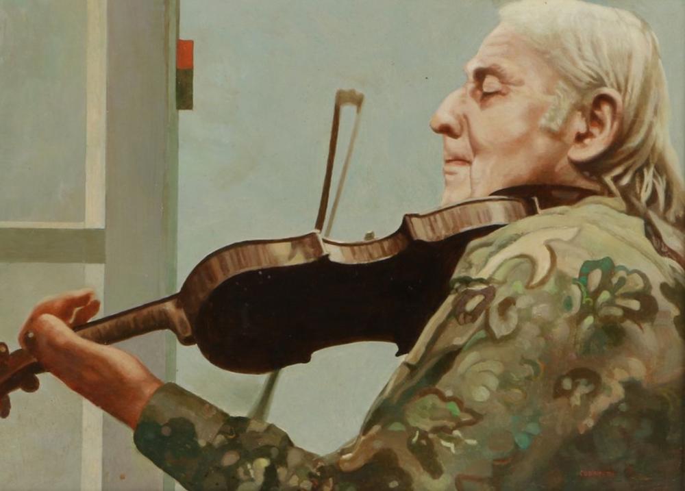 Jack Cudworth comparable auction result: jack cudworth 1930 1910 the violinist signed oil on board 38cm x 28cm