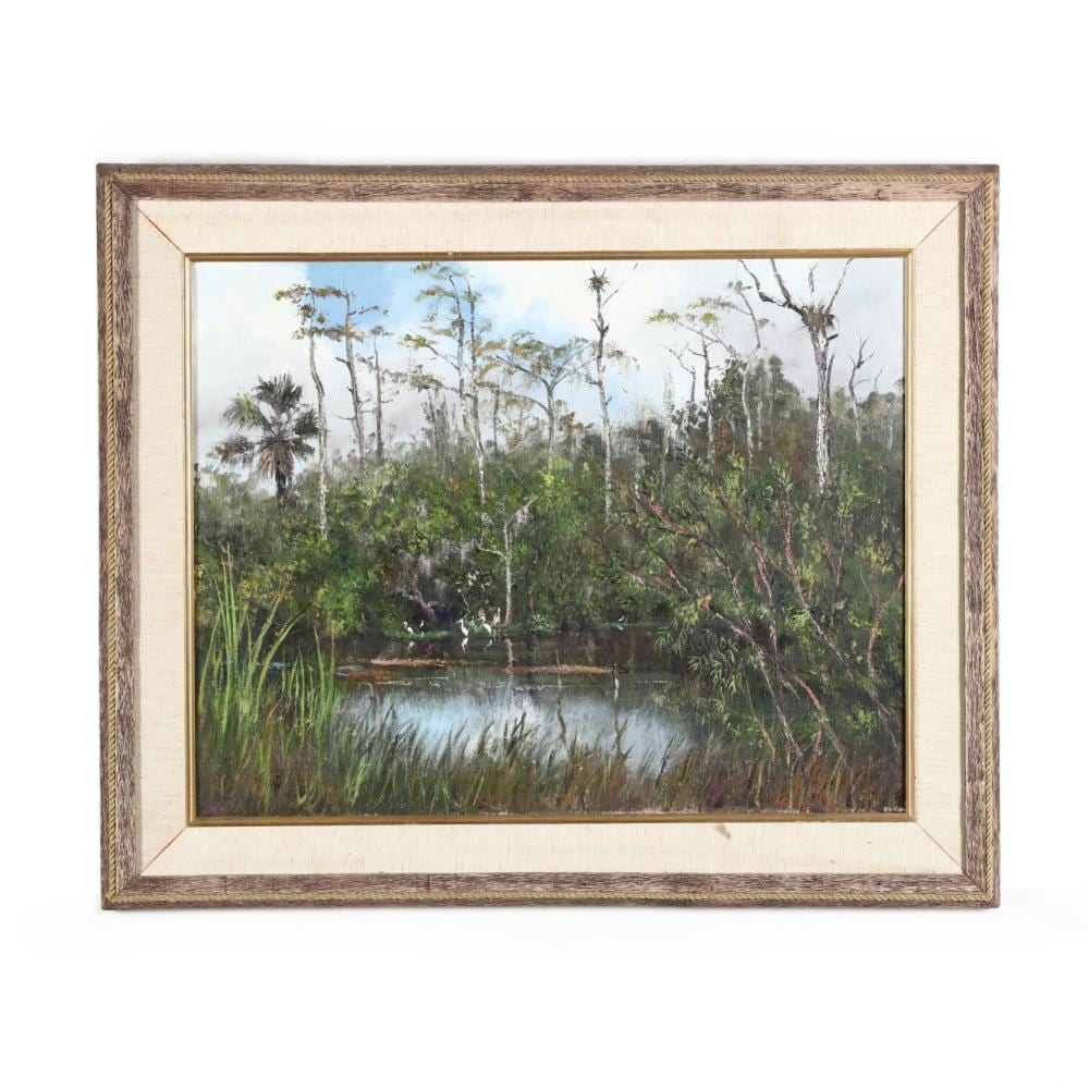 Sam Vinikoff comparable auction result: sam vinikoff fl 1919 2010 marsh view with herons everglades