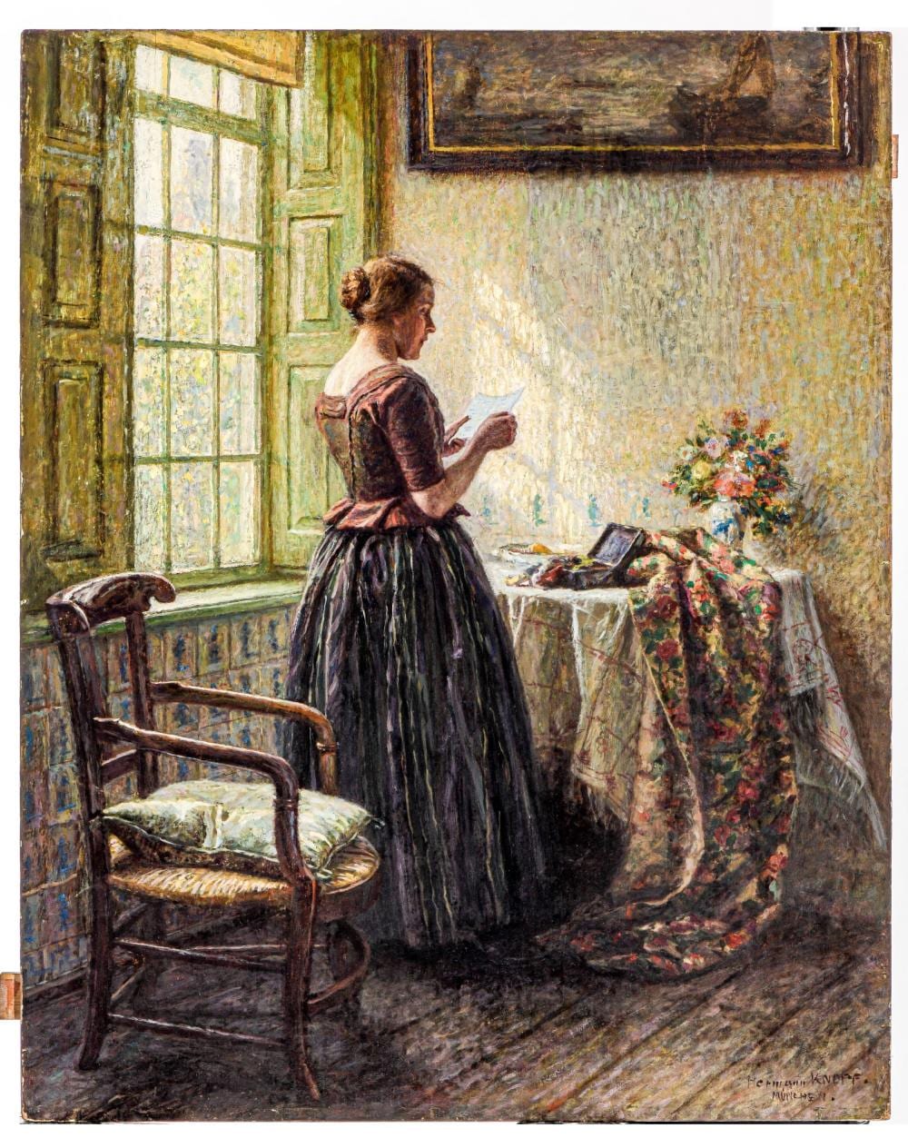 Hermann Knopf comparable auction result: hermann knopf 1870 1928 m nchen huile sur panneau sign e et titr e 64 5x51 5 cm
