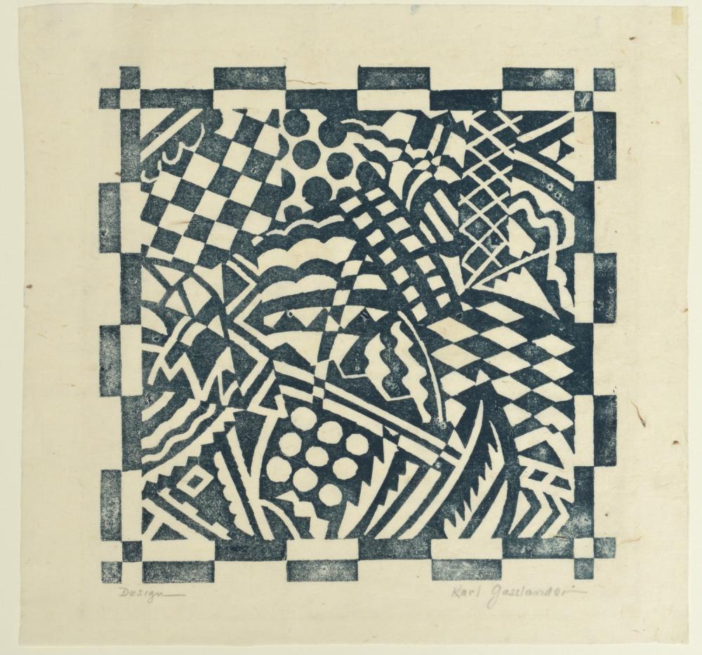Karl Gasslander comparable auction result: karl gasslander block print