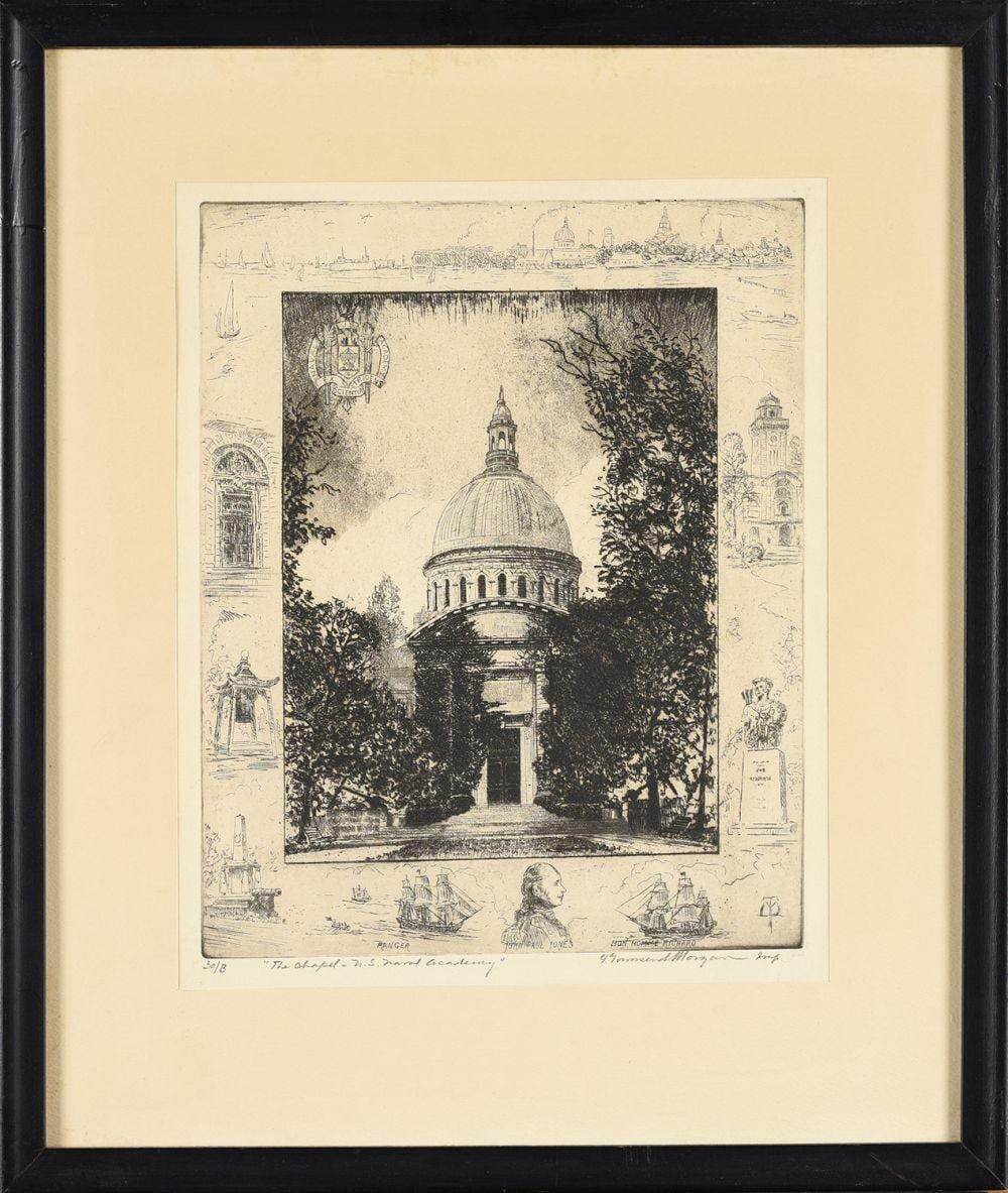 Franklin Townsend Morgan comparable auction result: franklin townsend morgan american florida pennsylvania 1883 1965 the chapel u s naval academy etching on paper