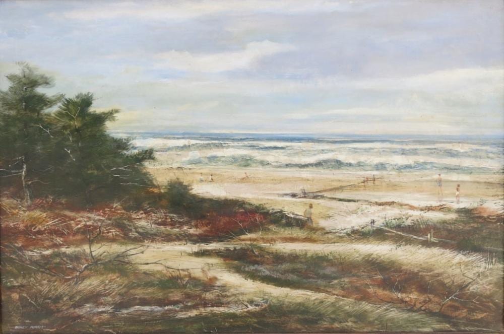 Dudley Morris comparable auction result: dudley morris oil painting of a beach scene