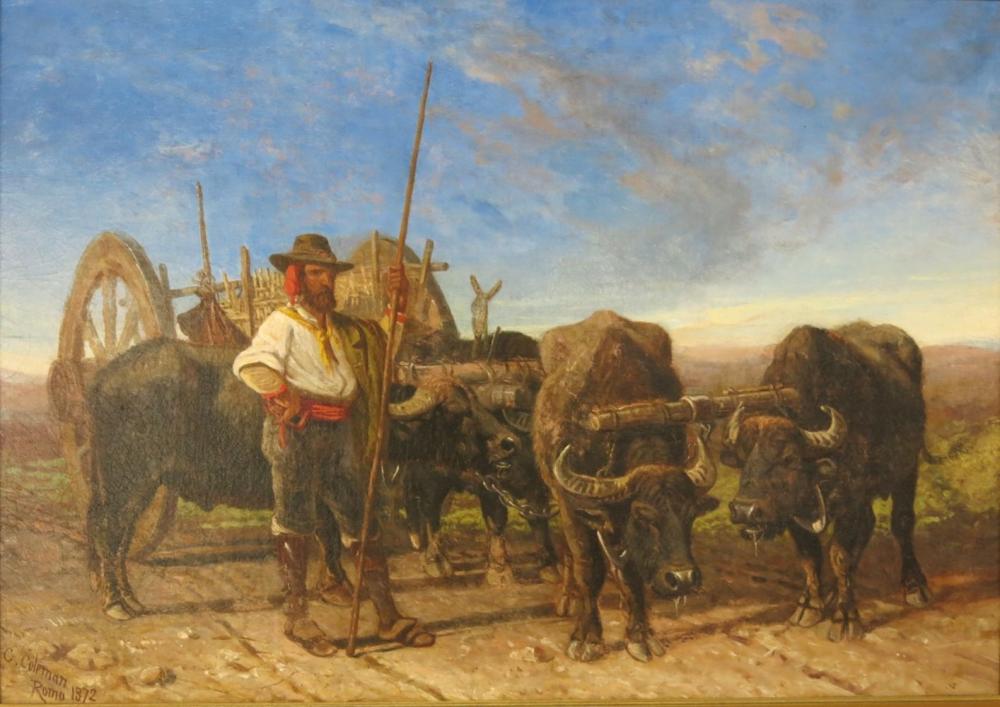 charles coleman oil painting of farmer and oxen · Sandwich Auction House · 2019-09-28 Charles Coleman comparable auction result: charles coleman oil painting of farmer and oxen