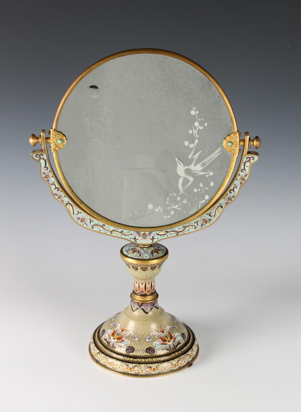 ANTIQUE CLOISONNE VANITY MIRROR sold by Converse Auctions, lot 264 — auction record photograph
