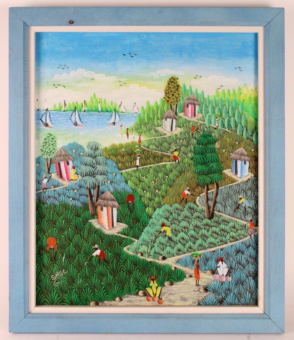 Serge comparable auction result: caribbean haitian painting by serge
