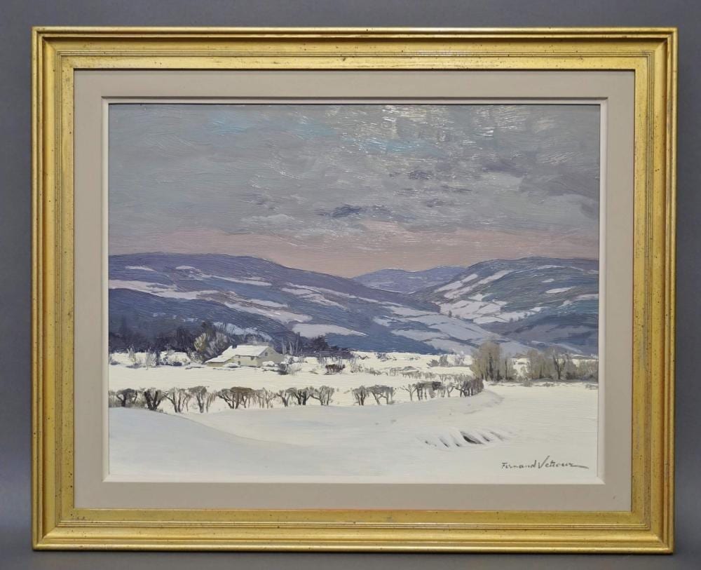 Fernand Vetcour comparable auction result: huile sur carton sign e fernand vetcour neige cornemont 55x40 cm