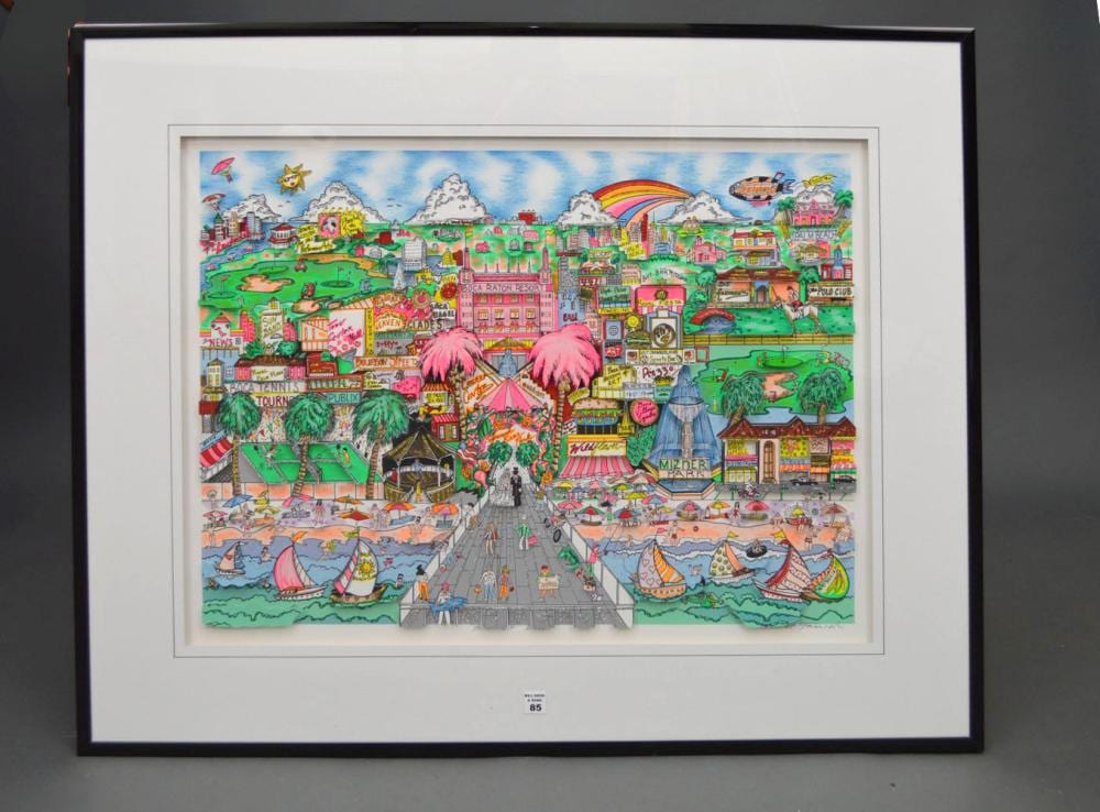 CHARLES FAZZINO ( American B. ) Three Dimensional Serigraph “Best Of Boca” 23”x 32” Signed FAZZINO L sold by Bill Hood & Sons Arts & Antiques Auctions, lot 85 — auction record photograph