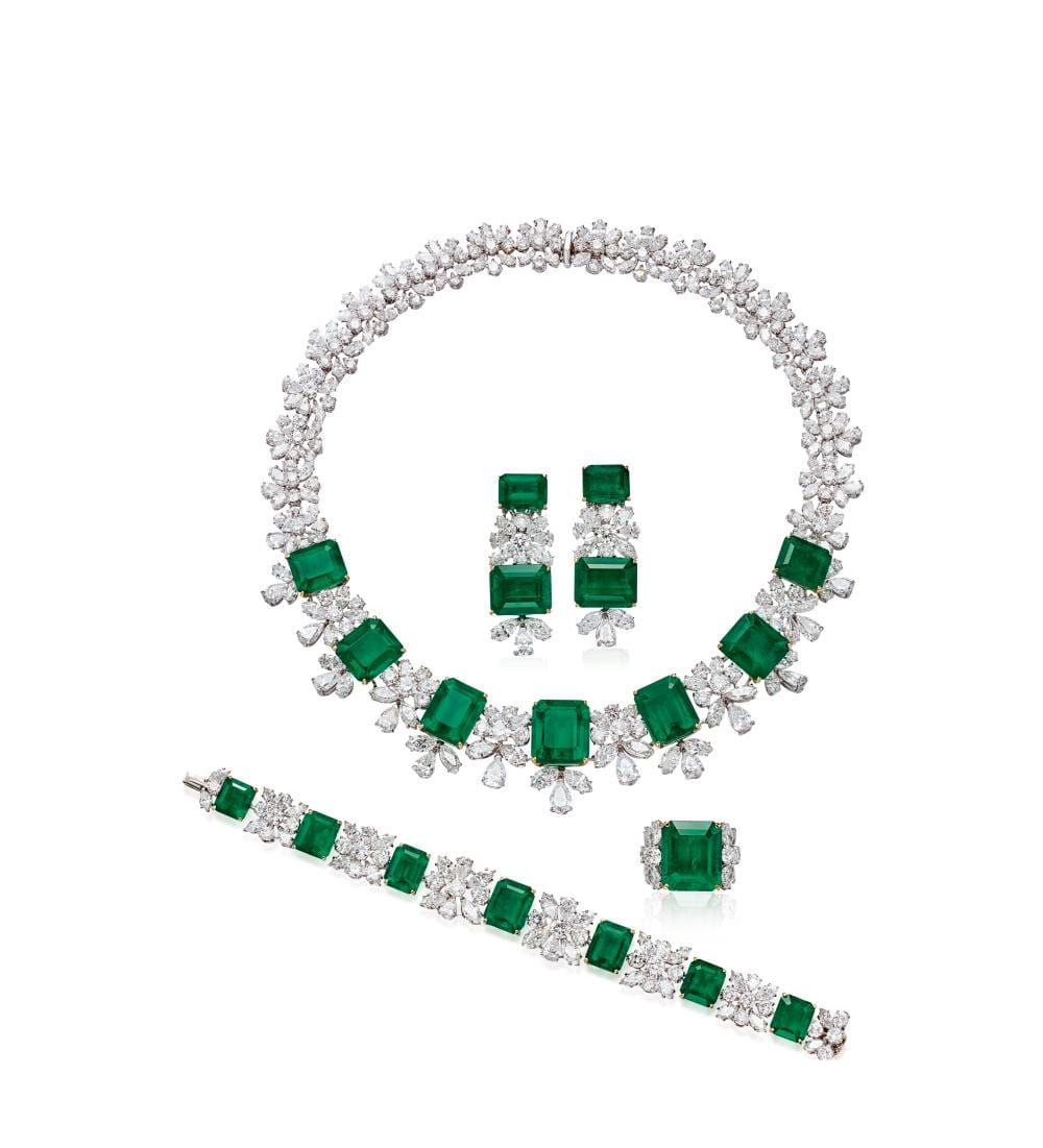 A Highly Important Suite of Colombian Emerald and Diamond Jewellery, by Harry Winston comparable sale