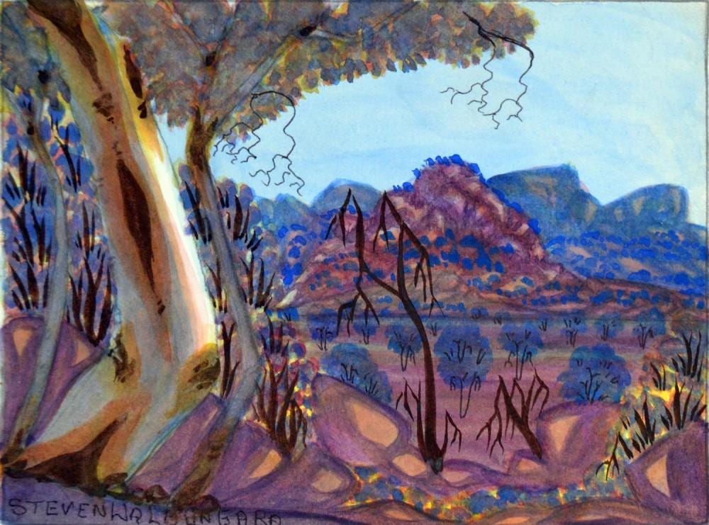 steven walbungara australian landscape watercolour on board 19 x 25cm · Leonard Joel · 2019-09-19 Stephen Walbungara comparable auction result: steven walbungara australian landscape watercolour on board 19 x 25cm