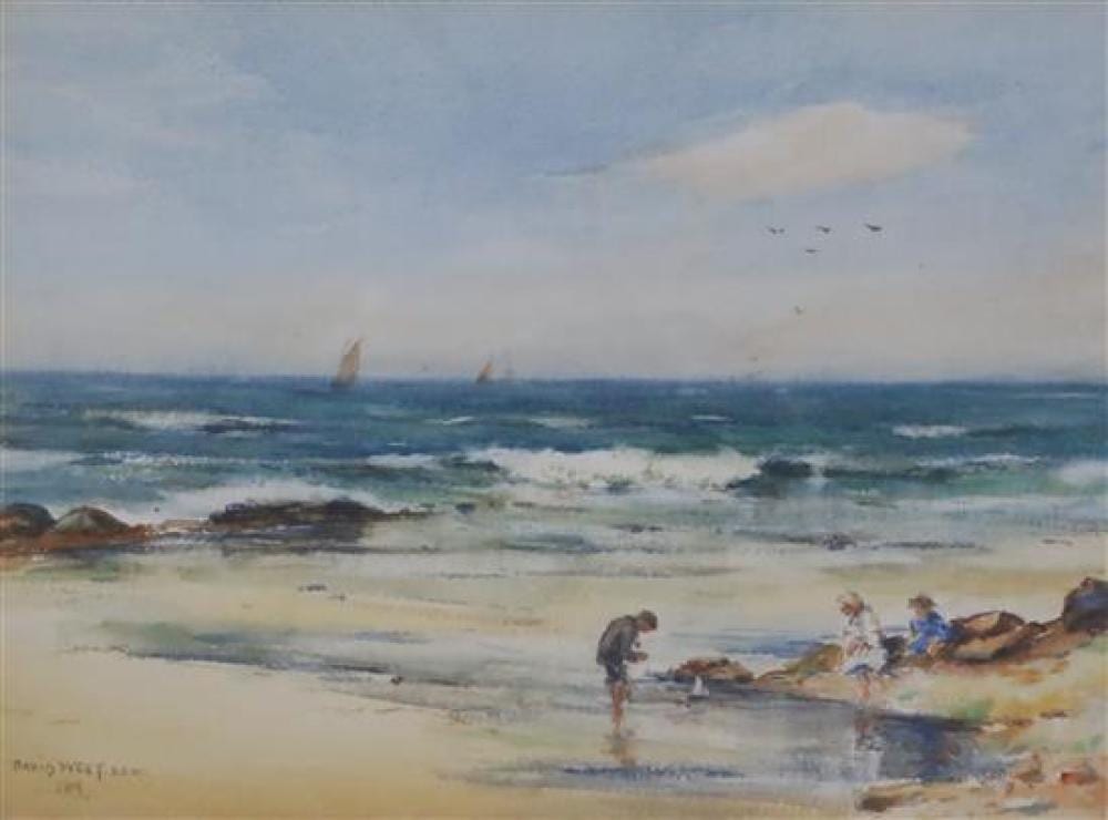 David West comparable auction result: david west 1868 1936 children on the seashore 11 x 13 75in