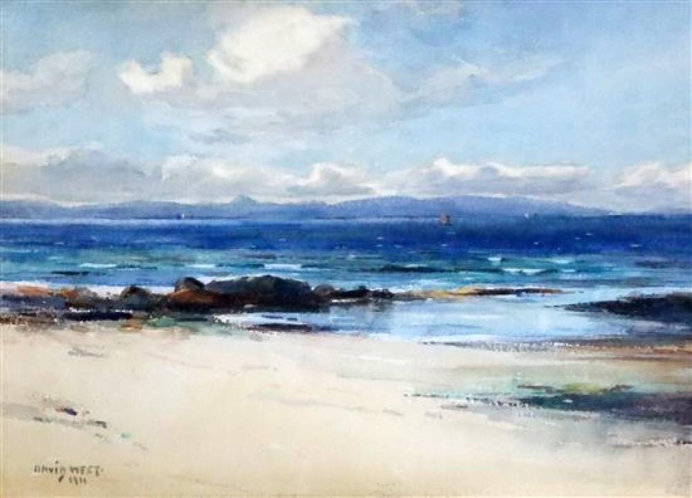 David West comparable auction result: david west 1868 1936 coastal scene 9 5 x 13 5in