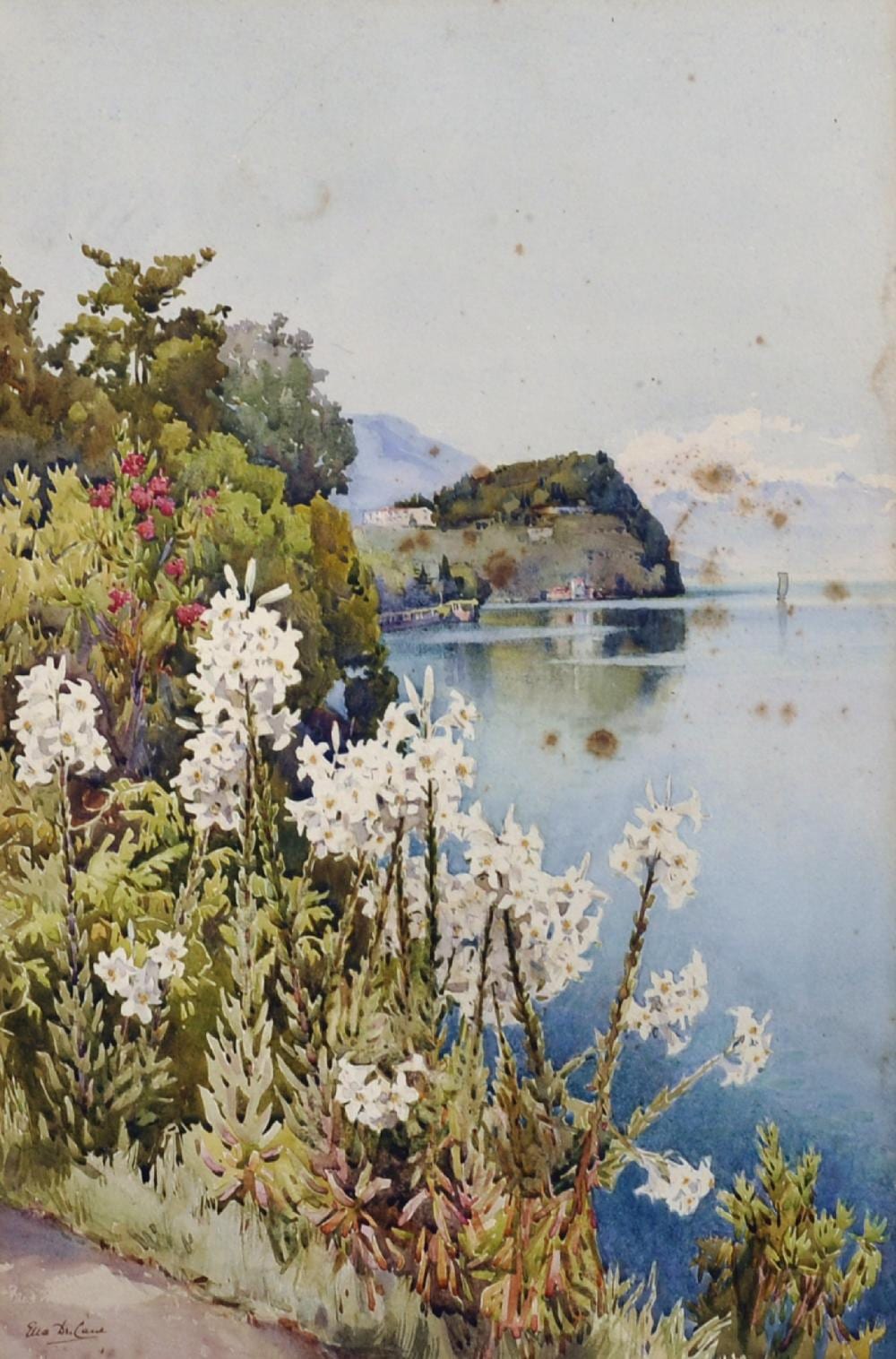 Ella DuCane comparable auction result: ella du cane 1874 1943 british an italianate river landscape with lilies in the foreground watercolour 17 5 x 11 5 and the companion piece a pair 2