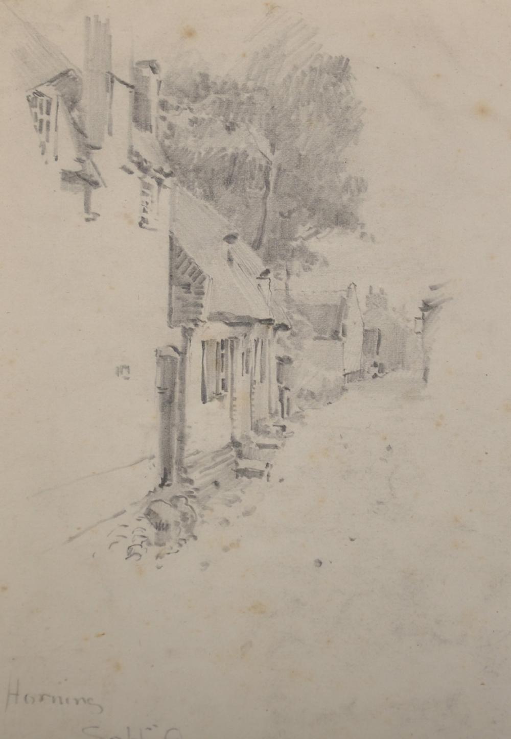 Henry George Moon comparable auction result: henry george moon 1857 1905 british horning a street scene pencil signed with monogram inscribed and dated sept 9th 1885 unframed 5 x 4 75