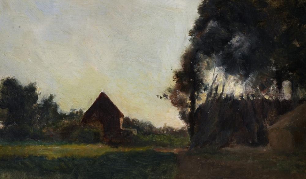Henry George Moon comparable auction result: henry george moon 1857 1905 british a cottage by a tree lined path oil on canvas 6 5 x 11