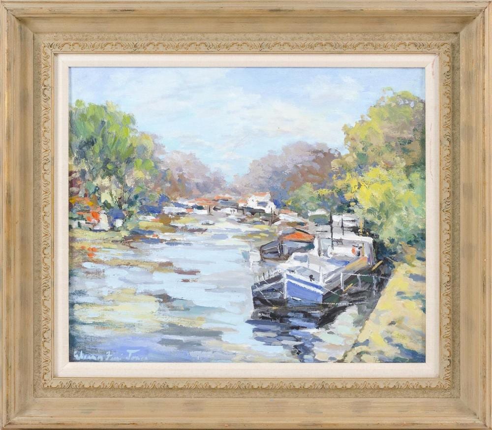 Eleanor Ferri Jones comparable auction result: eleanor ferri jones massachusetts 1930 2008 on the seine oil on canvas 20 x 24 framed 28 x 32