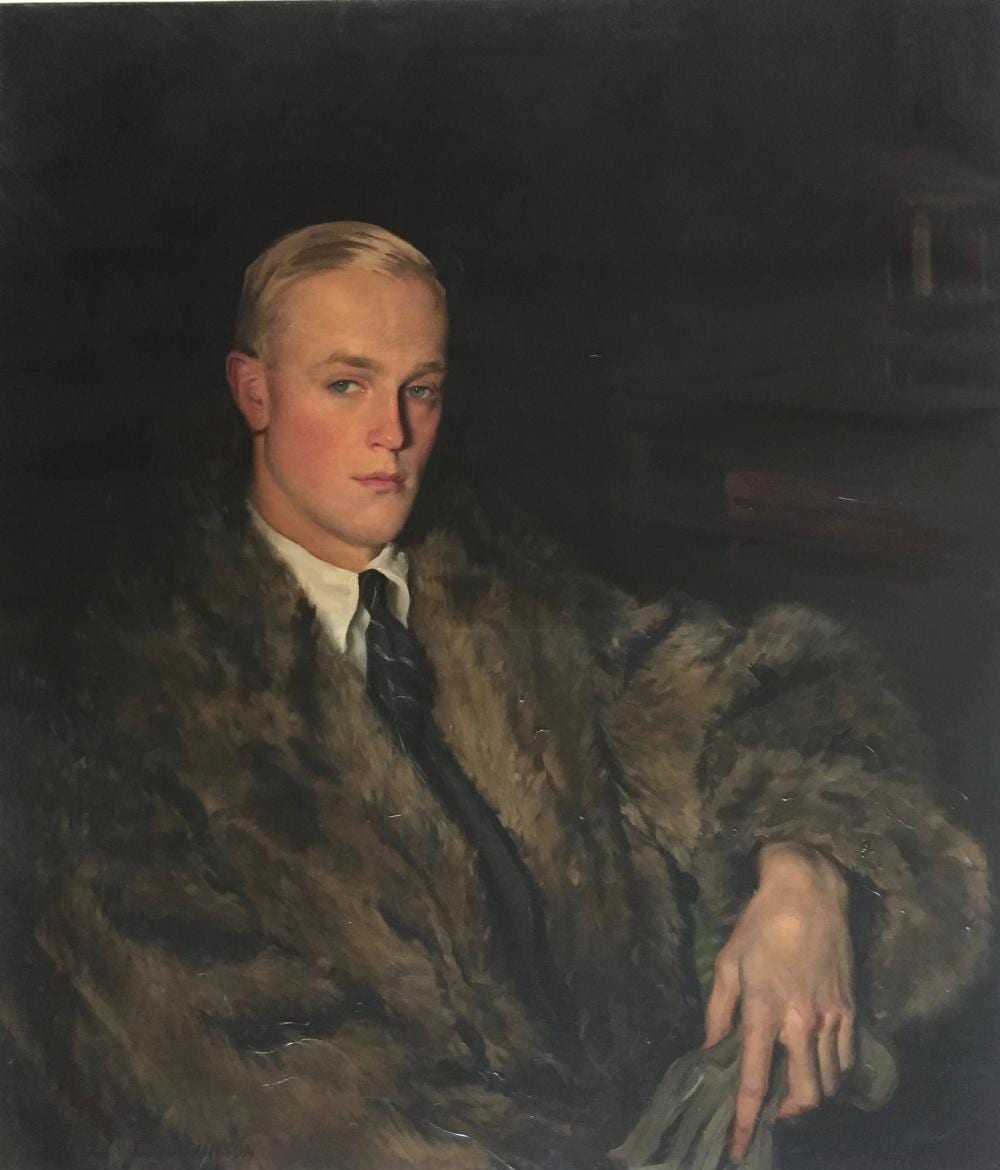 Sidney Dickinson comparable auction result: sidney dickinson 1890 1980 gentleman in fur coat oil on canvas