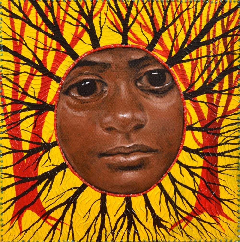 Julie Dowling comparable auction result: julie dowling born 1969 family 2013 acrylic red ochre and plastic on canvas