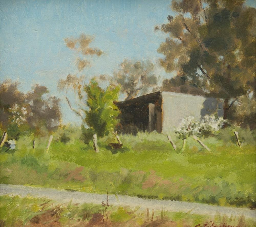 Elizabeth Colquhoun comparable auction result: marion elizabeth colquhoun 1899 1989 country shed oil on board