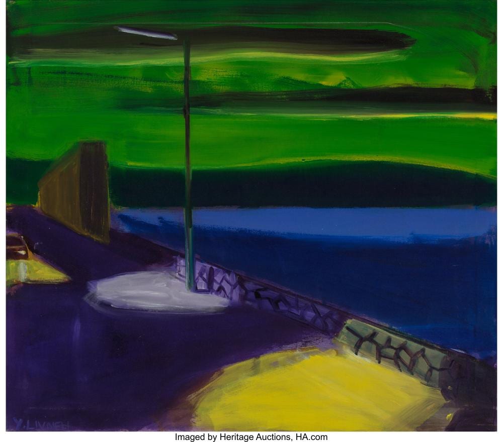 Yitzhak Livneh comparable auction result: yitzhak livneh israeli b 1952 street light 1987 oil on canvas 28 x 32 inche