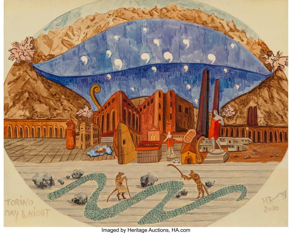 Nurit David comparable auction result: nurit david israeli b 1952 torino day night 2010 acrylic on canvas 16 x 1