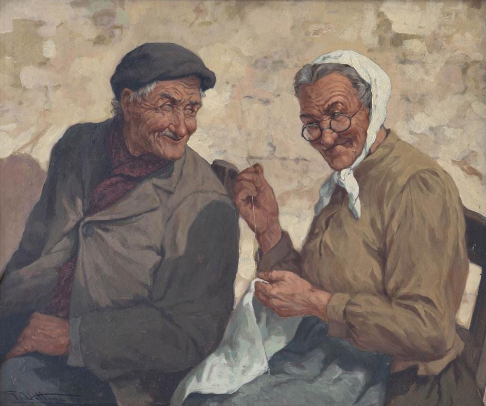 Giulio Vittini comparable auction result: giulio vittini 1888 1968 gelukkige oude dag 1952 pa