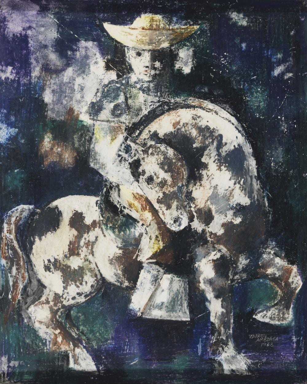 Rafael Amezaga comparable auction result: rafael amezaga madrid 1929 1997 rejoneador 1963 mixed media on paper