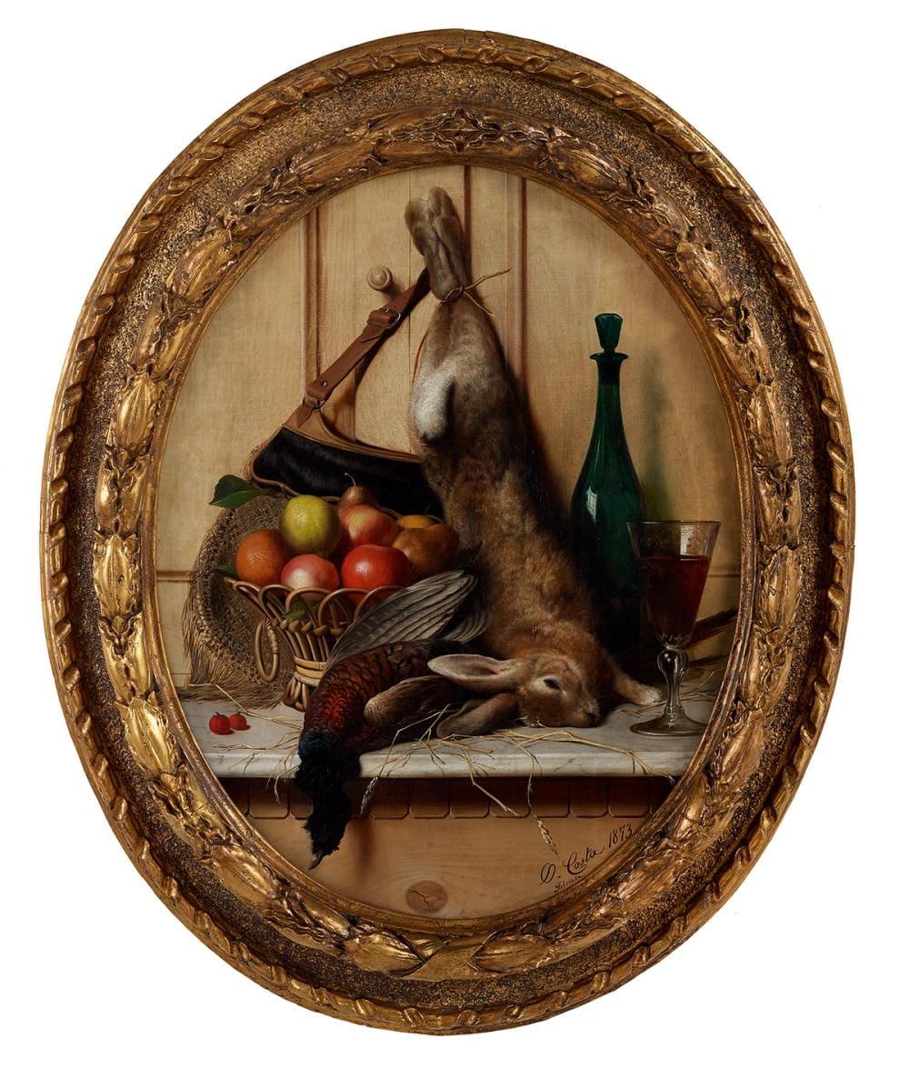 oreste costa italian 1851 1901 still life with game fruit and wine · New Orleans Auction Galleries · 2019-10-12 Oreste Costa comparable auction result: oreste costa italian 1851 1901 still life with game fruit and wine